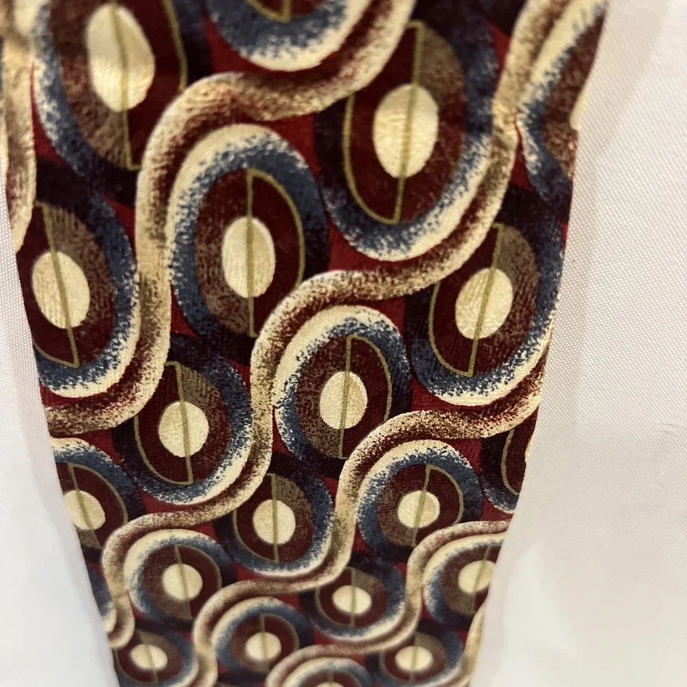 Geoffrey Beene‎ Multicolor Geometric Tie 100% Silk unique 36